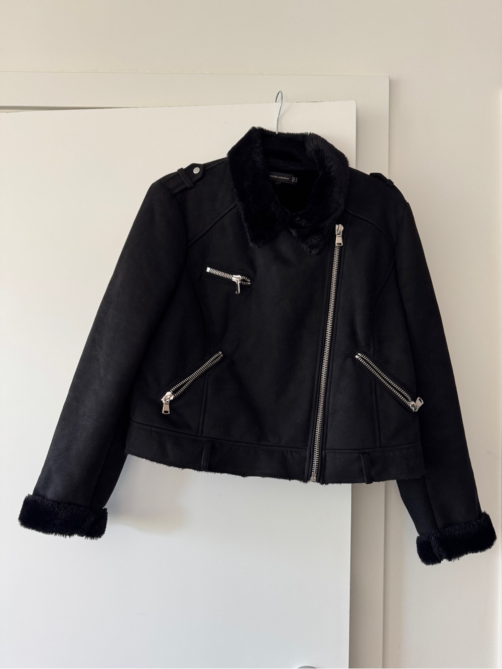 ZARA Black Faux-Suede Moto Jacket